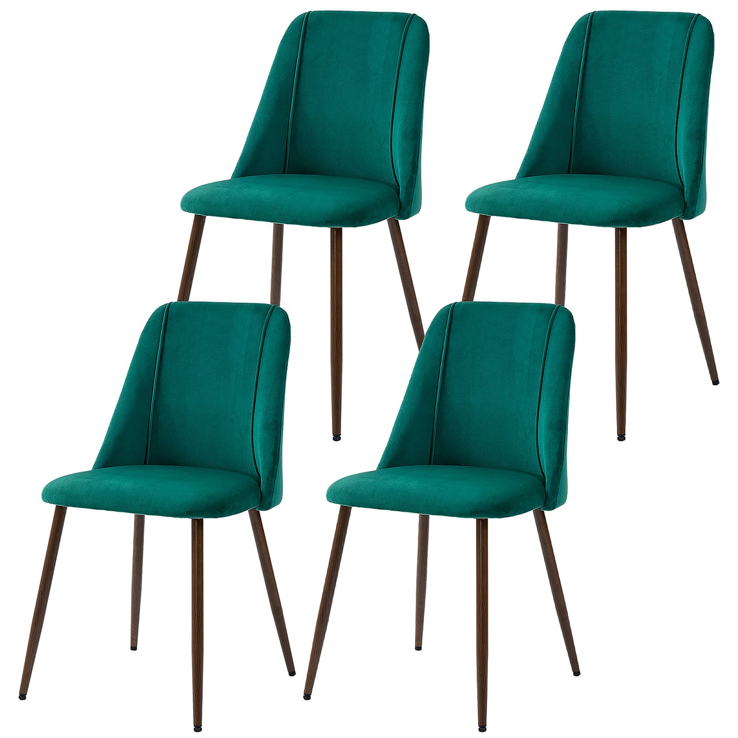 HOMCOM Set of 4 Upholstered Velvet Accent Dining Chairs with Back Wood-grain Steel Legs for Kitchen | Dipra Home