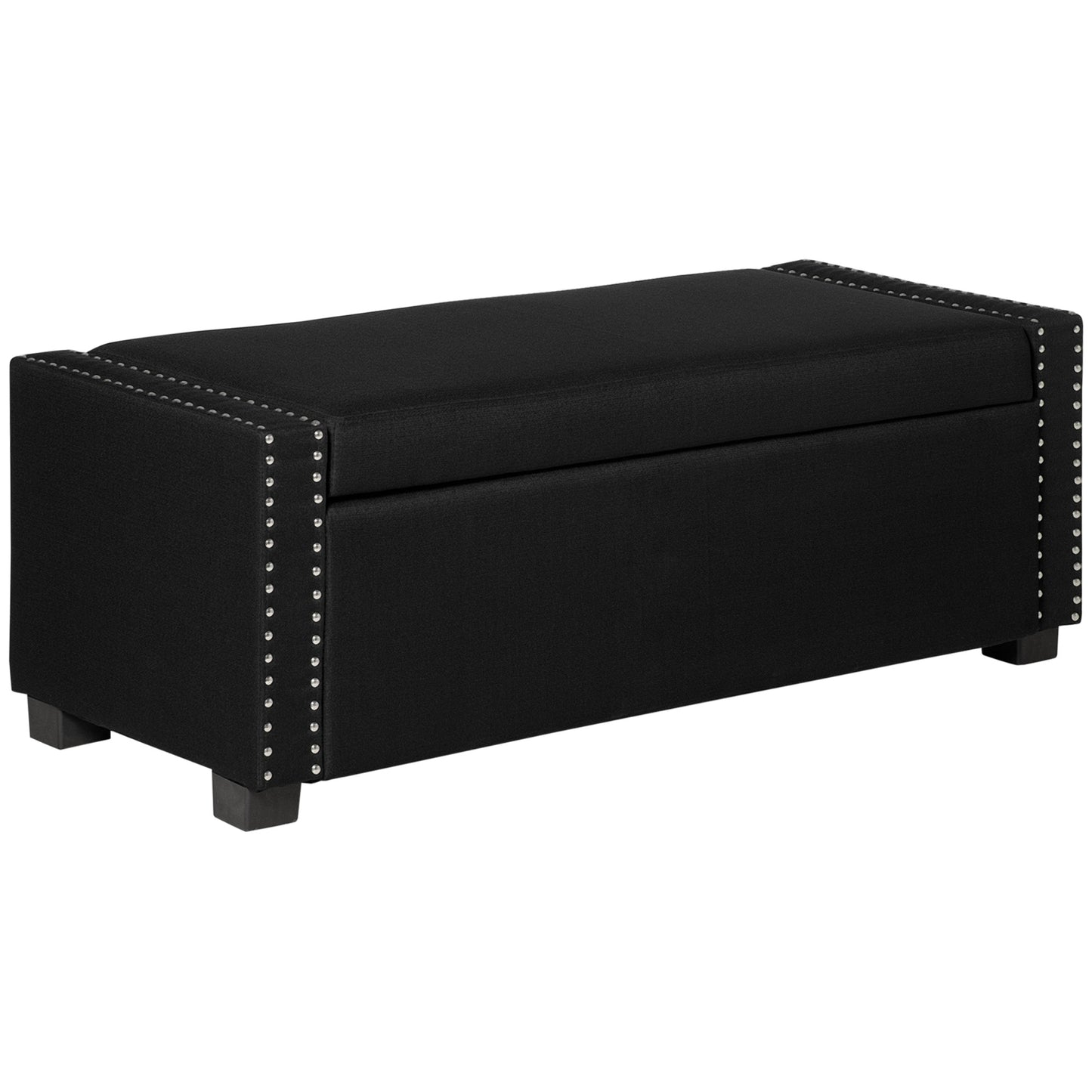 HOMCOM Upholstered Storage Bench: Flip-Top Ottoman for Bedroom, Living Room, Charcoal Grey | Dipra Home