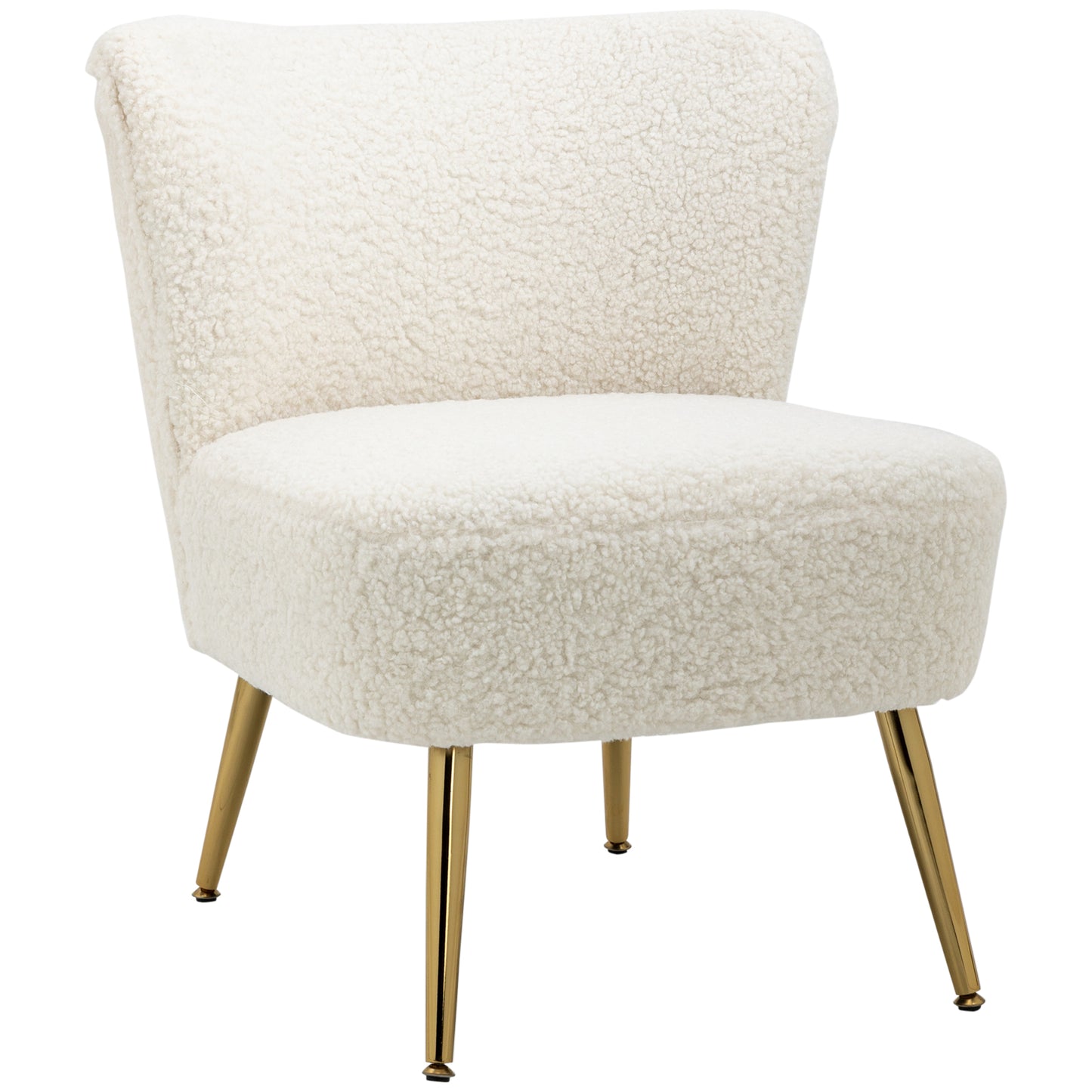 HOMCOM Pristine Lounging: Soft Upholstered White Lounge Chair with Gold Legs for Bedroom Comfort | Dipra Home