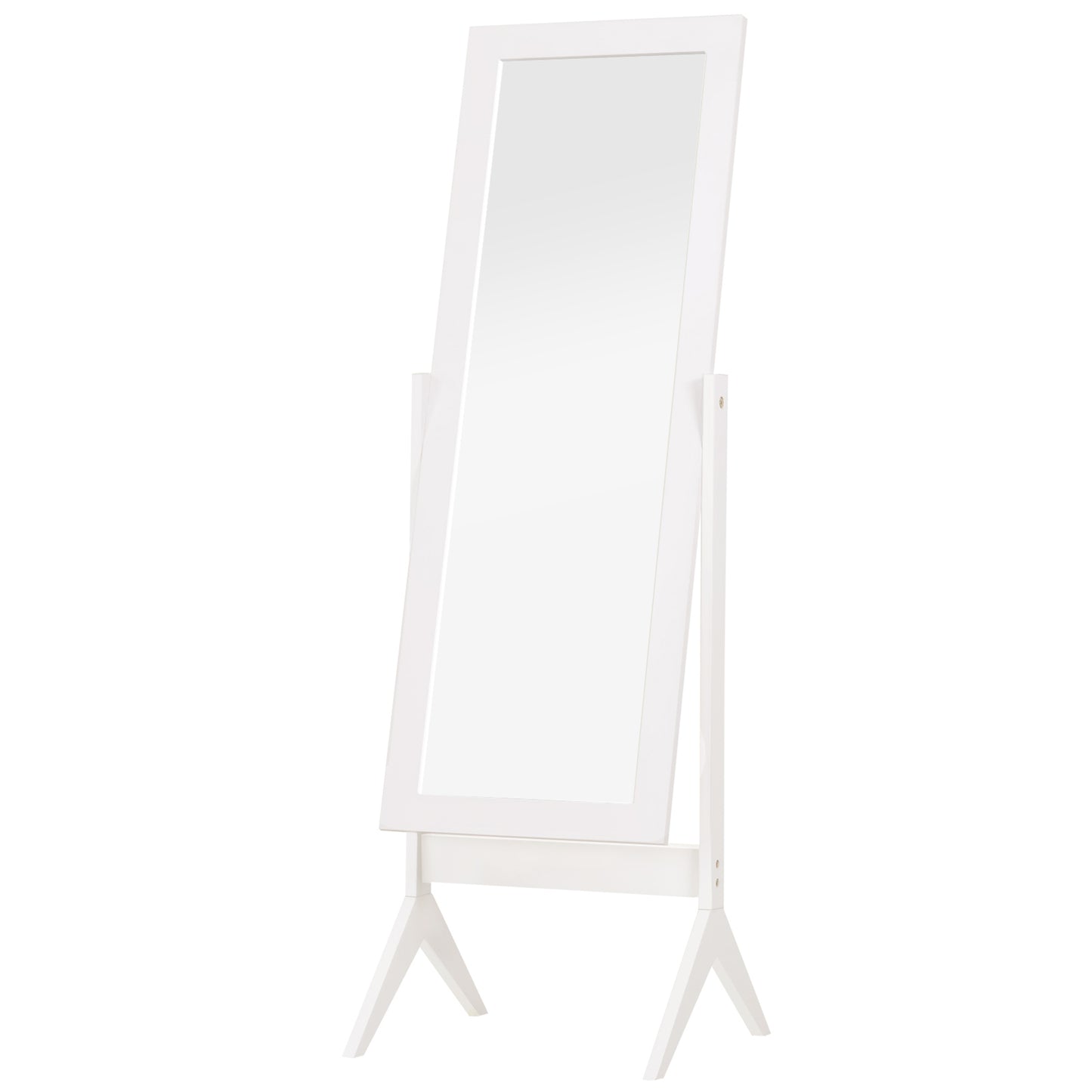 HOMCOM Floor Standing Full Length Mirror Adjustable Angle Dressing Mirror for Living Room Bedroom White | Dipra Home