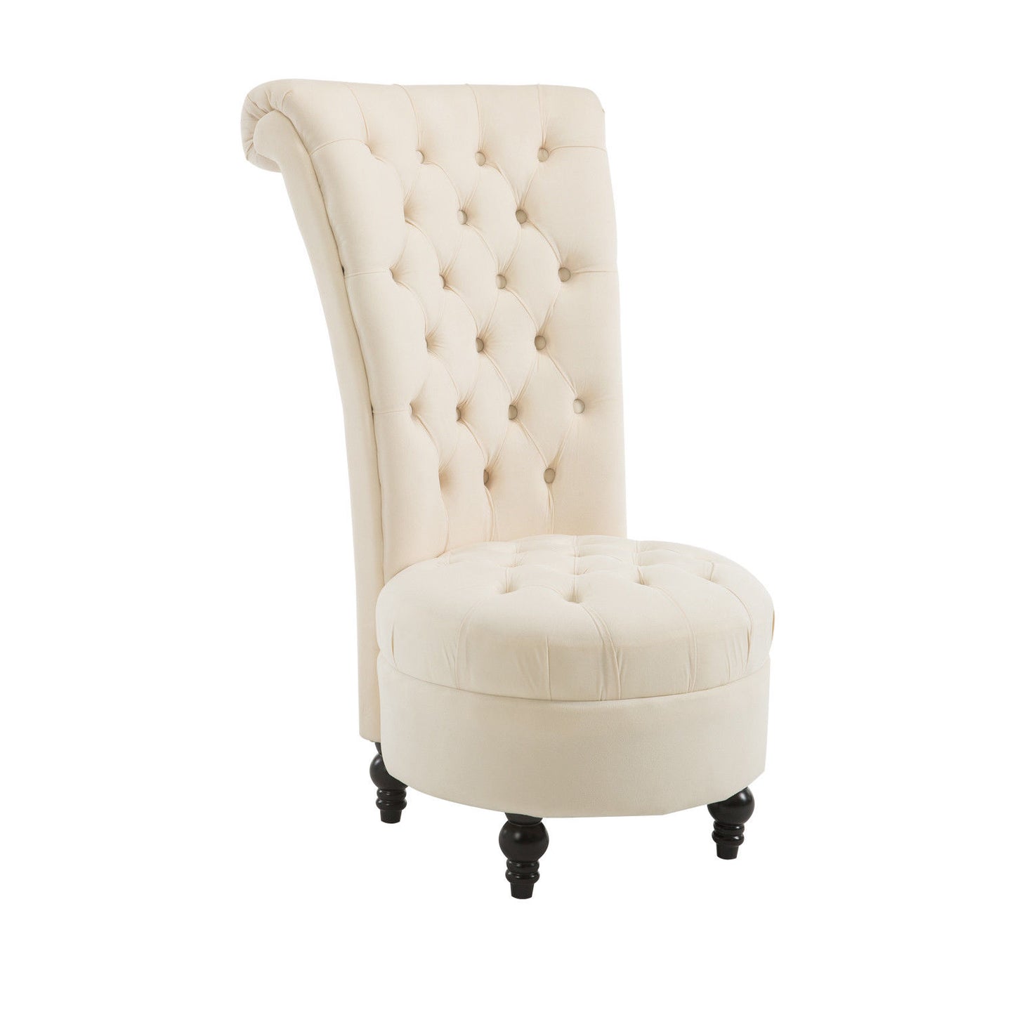 HOMCOM Elegant High Back Velvet Accent Chair 45" Tufted Soft Padded Lounge Living Room Furniture Cream White | Dipra Home