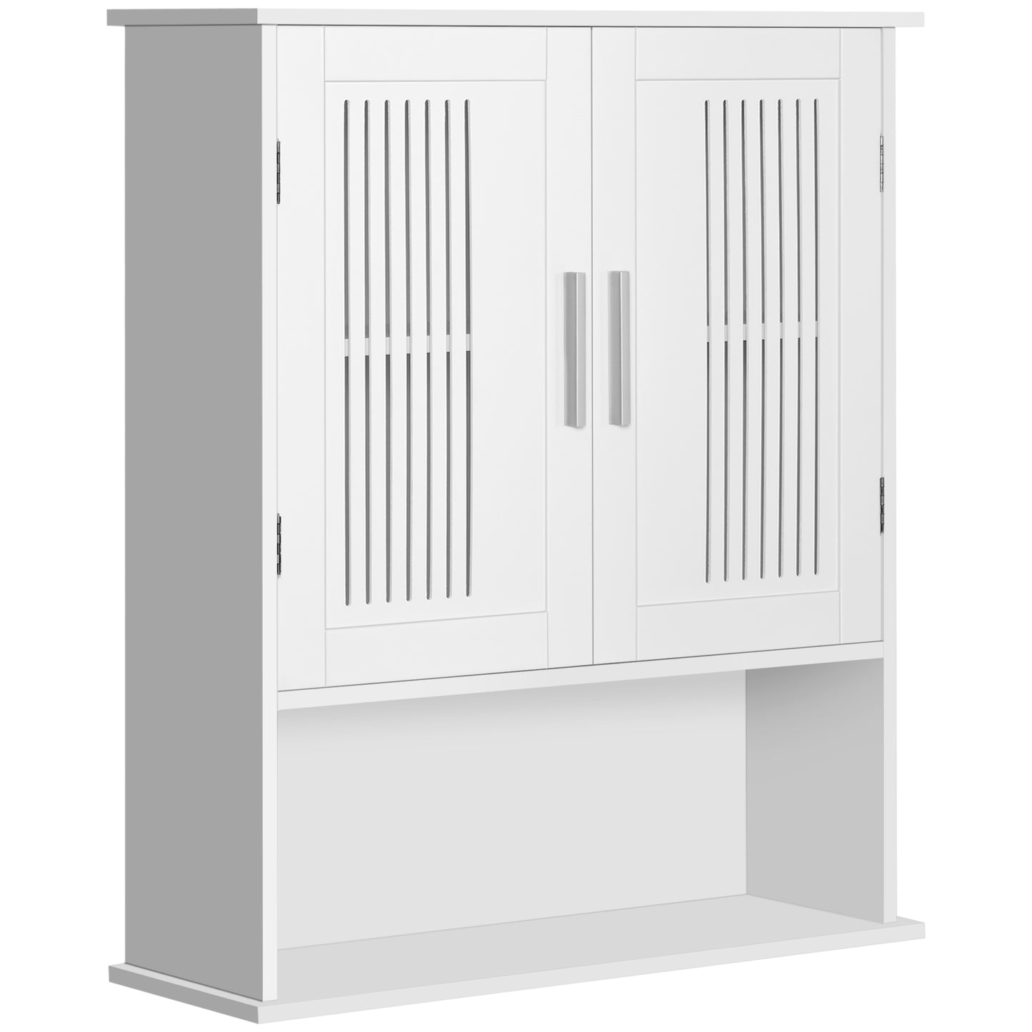 kleankin Modern White Wall Cabinet: 2-Door Bathroom Organizer with Storage Shelf for Streamlined Kitchen & Laundry Areas | Dipra Home