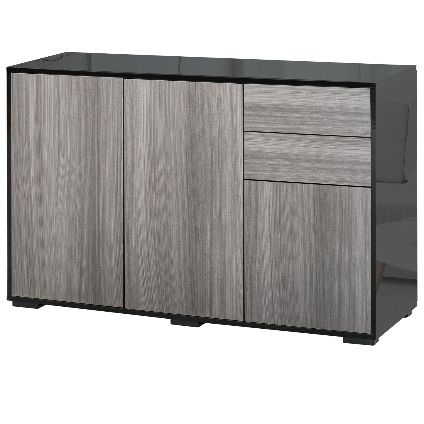 HOMCOM Coffee Companion: Kitchen Sideboard Storage Cabinet with Push-Open Drawers, Modern Design for Living Room, Black Hue | Dipra Home