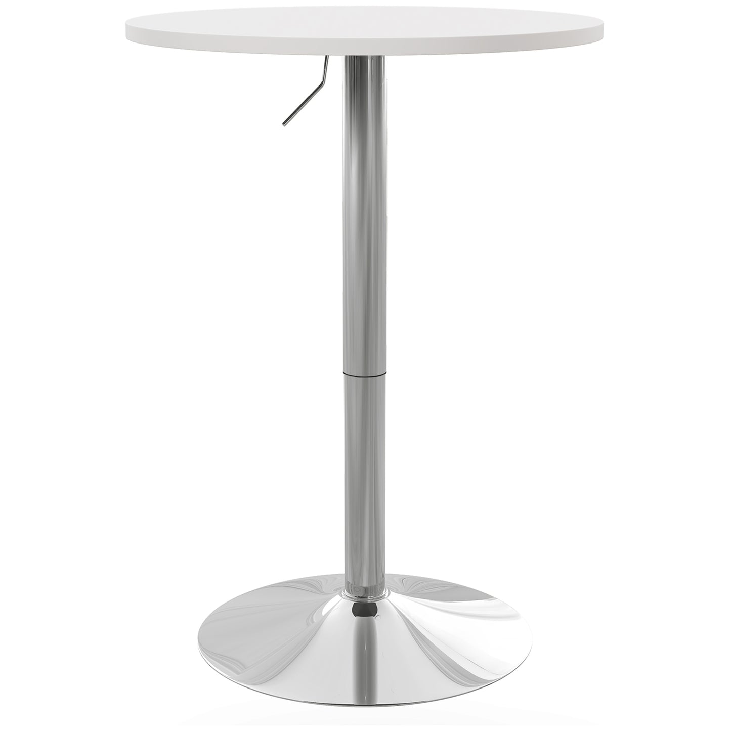 HOMCOM Swivel Simplicity: Adjustable High Top Bar Table, White Round Steel Base Bistro Style for 2 People | Dipra Home