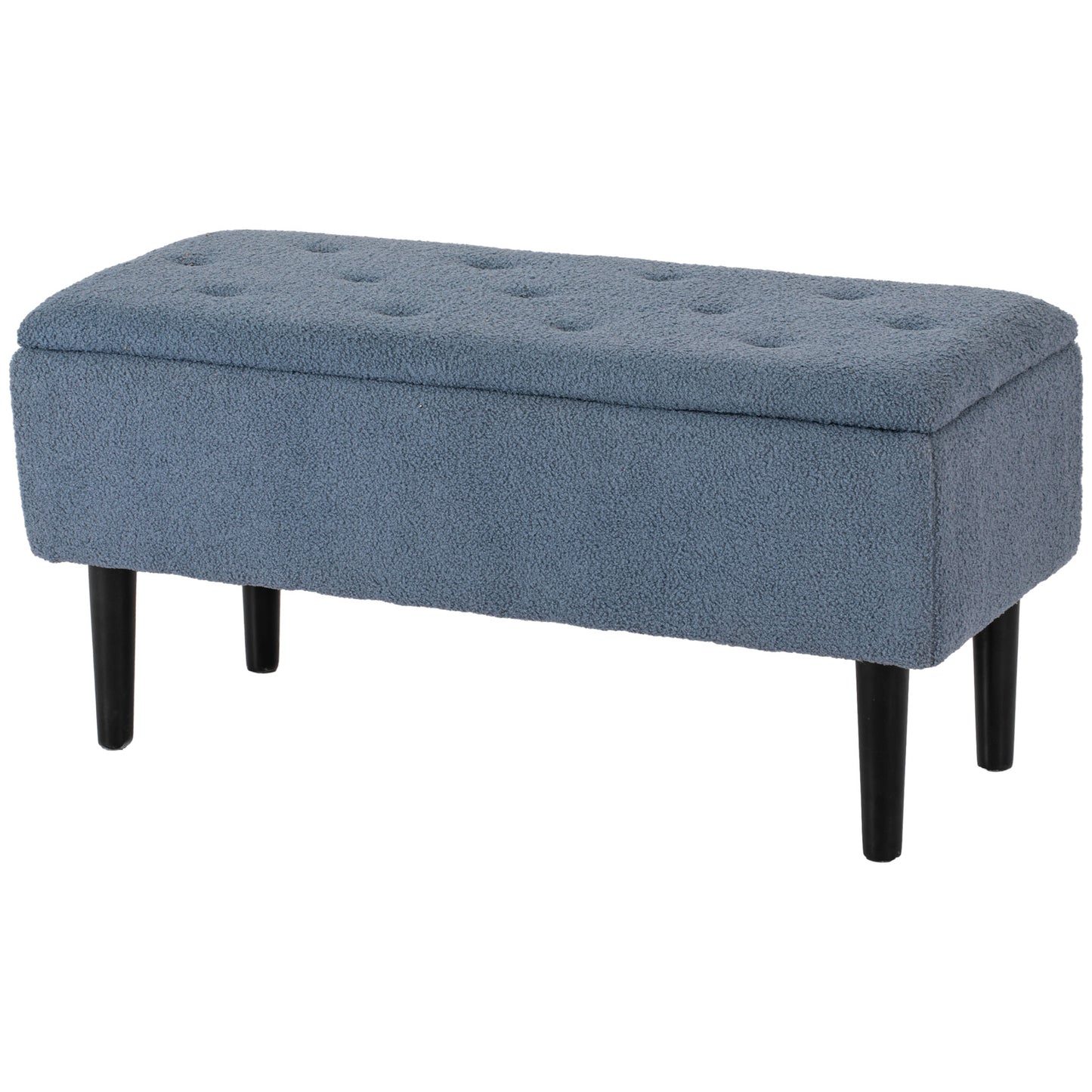 HOMCOM Modern Storage Bench, Ottoman with Storage and Lamb's Wool Upholstery for Living Room, Bedroom, Blue | Dipra Home