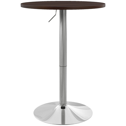 HOMCOM High Top Bar Table, Adjustable Round Kitchen Table with Swivel Top and Steel Base, Bistro Table for 2 People, Walnut | Dipra Home