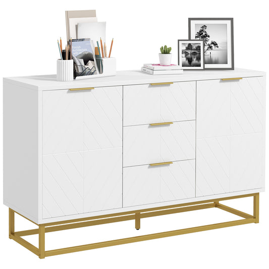 HOMCOM Contemporary Chic: 3-Drawer Storage Sideboard with Metal Handles, Freestanding Dresser for Dining Room | Dipra Home