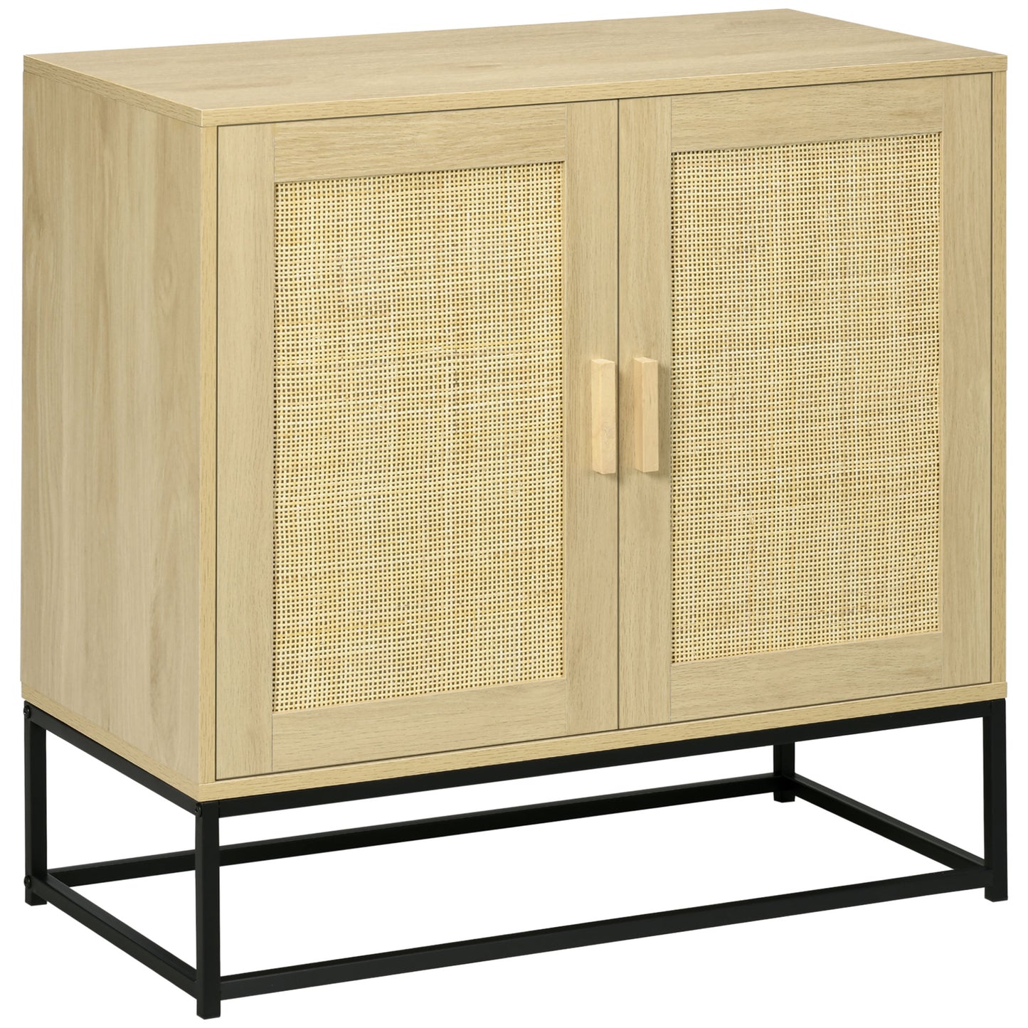 HOMCOM Rattan Door Sideboard: Wood Accent Cabinet with Steel Legs for Boho-Chic Kitchen & Living Room Storage | Dipra Home