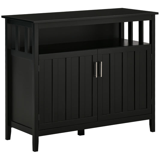 HOMCOM Black Storage Buffet Server: Sideboard Bar Cabinet Cupboard Console Table with 2 Doors and Adjustable Shelves | Dipra Home