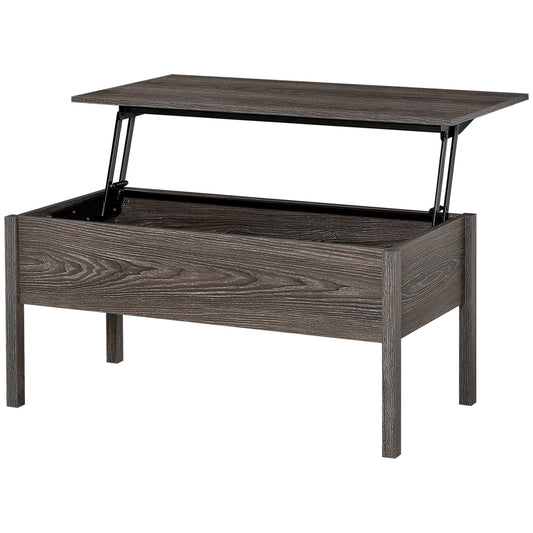 HOMCOM Grey 39" Modern Lift Top Coffee Table: Center Table with Hidden Storage Compartment for Living Room | Dipra Home