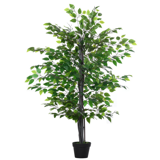 Outsunny 4.75FT Ficus Tree: Artificial Banyan Silk Plant in Pot for Indoor/Outdoor Home & Office Decor | Dipra Home