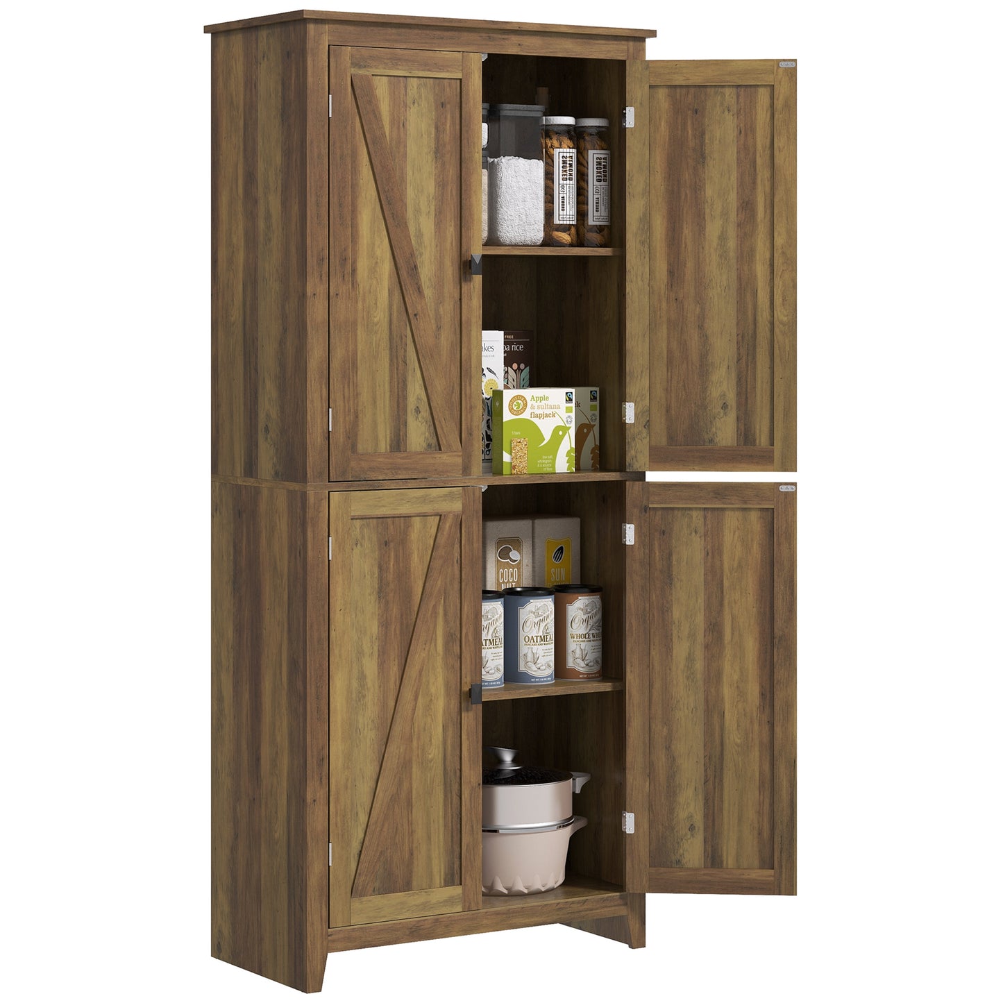 HOMCOM 72" Freestanding Storage Cabinet, Kitchen Pantry Cabinet with Doors and Shelves for Dining Room, Brown | Dipra Home