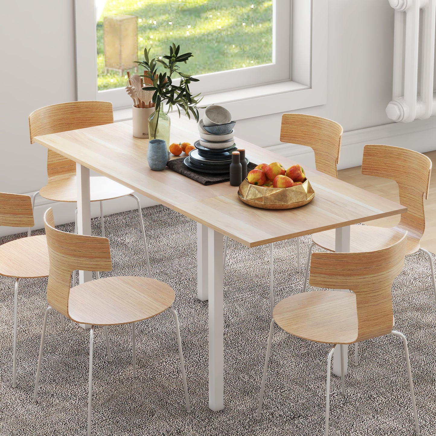 HOMCOM Space Saving Extendable Dining Table for 6 with Drop Leaf Folding Feature in Natural Perfect for Any Home | Dipra Home