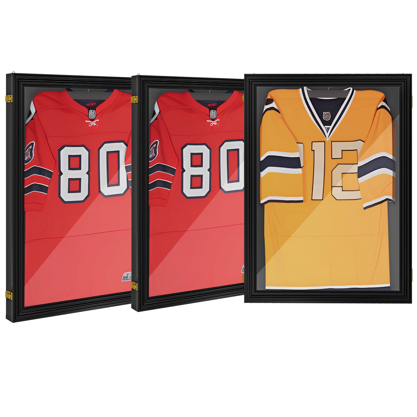 HOMCOM Set of 3 Jersey Display Frame Case, Acrylic Sports Shirt Shadow Box for Basketball Football Baseball, 23.5" x 31.5", Black | Dipra Home