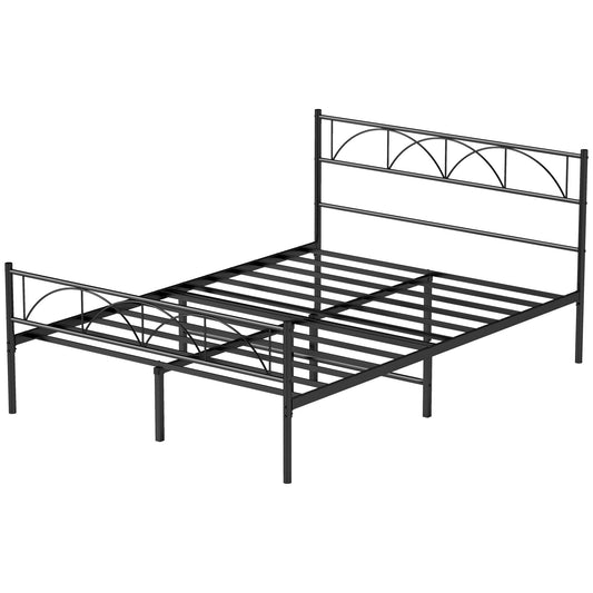 HOMCOM Metal Full Platform Bed Frame with Headboard, Steel Slat Support, Underbed Storage, No Box Spring Needed, Easy Assembly | Dipra Home