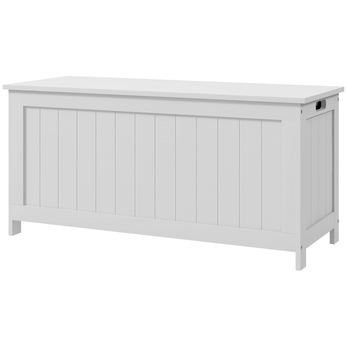 HOMCOM Modern Storage Chest Bench with Safety Hinges Entryway Toy Chest White with Side Handles for Living Room Playroom | Dipra Home