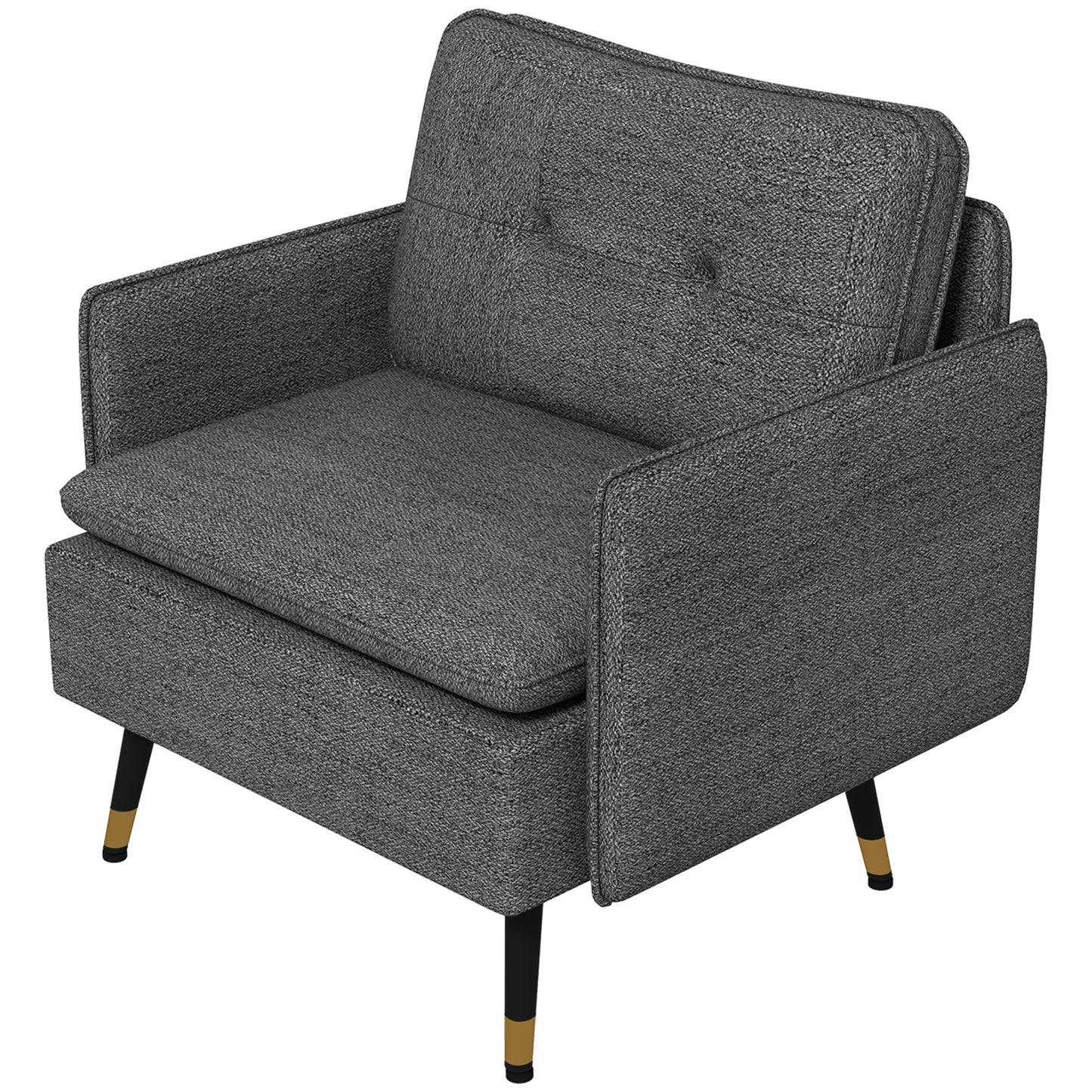 HOMCOM Accent Chair Modern Upholstered Tufted Back Steel Legs Living Room Bedroom Dark Grey | Dipra Home