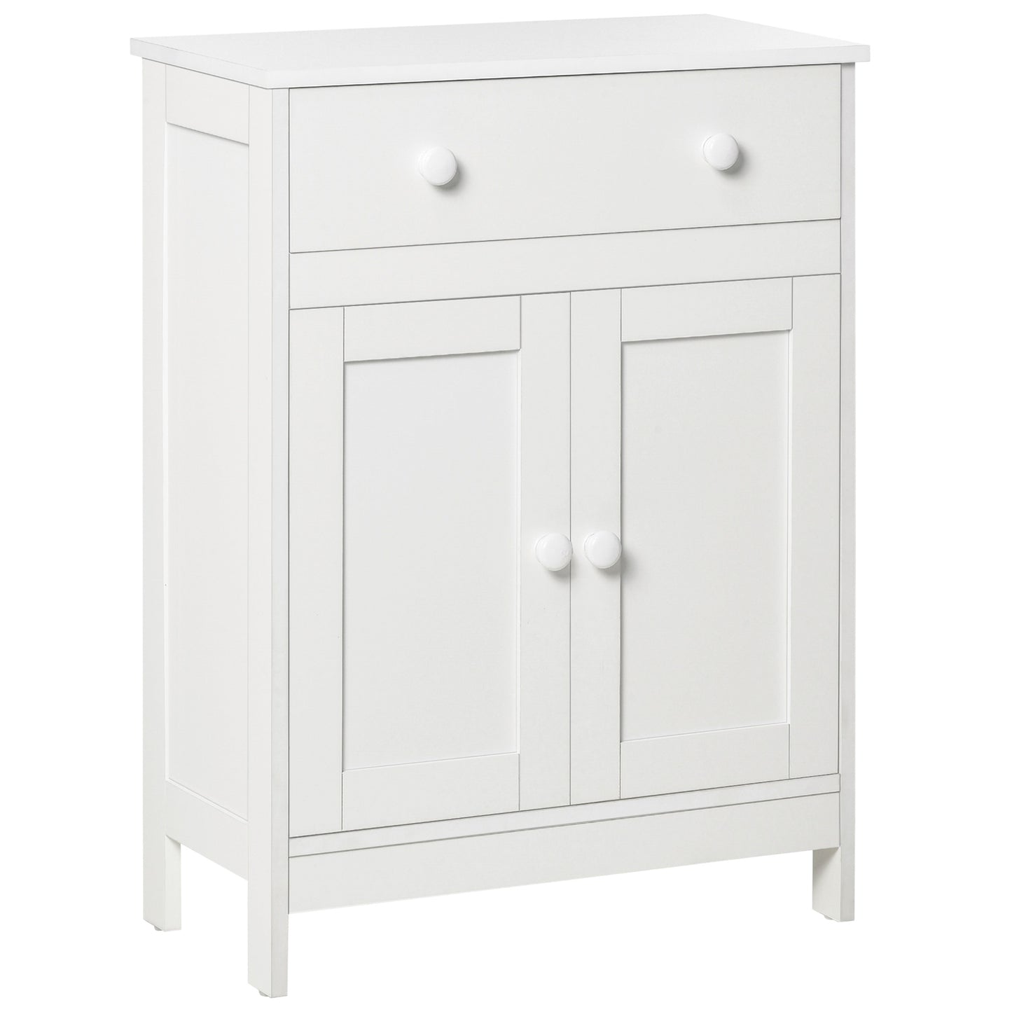 HOMCOM Freestanding Bathroom Cabinet White Accent Sideboard with Drawer Adjustable Shelf Storage | Dipra Home