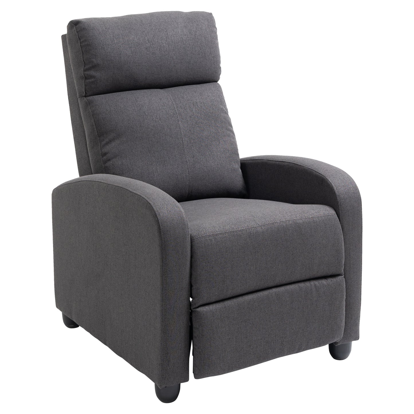 HOMCOM Fabric Recliner Theater Chair: Single Reclining Sofa, Padded Seat for Living Room, Dark Grey | Dipra Home