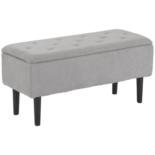 HOMCOM Luxe Lamb's Wool Ottoman: Modern Storage Bench for Elegant Living Spaces | Dipra Home