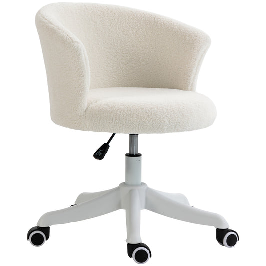 Vinsetto Armless Office Chair Fluffy Adjustable Height Swivel Mid Back White | Dipra Home