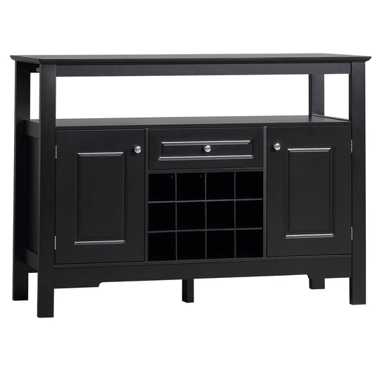 HOMCOM Black Storage Sideboard: Buffet Credenza Cabinet with Drawer & Removable Wine Rack for Kitchen/Living Room | Dipra Home