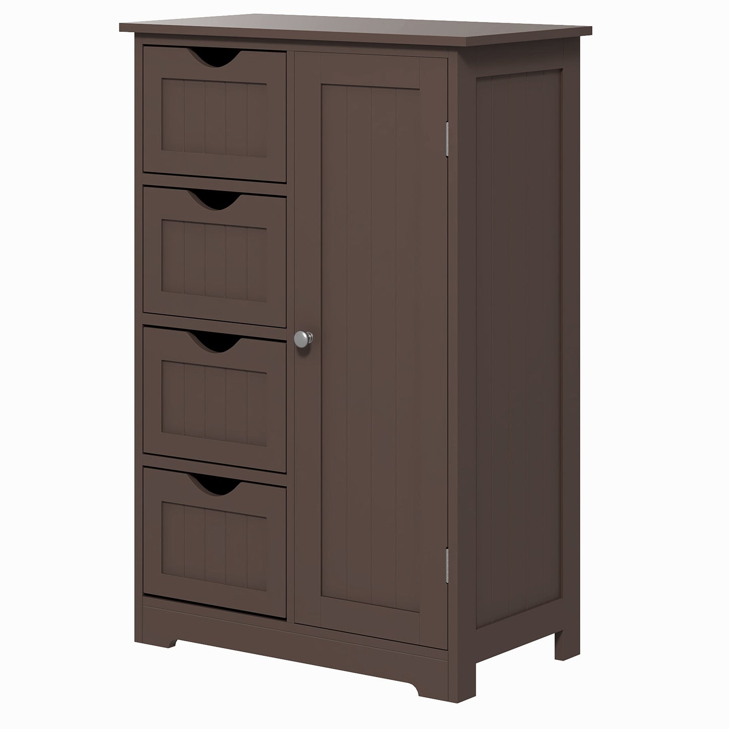 kleankin Brown Floor Bathroom Storage Cabinet: Adjustable Shelf, 4 Drawers, Side Cabinet, Washroom Organizer | Dipra Home