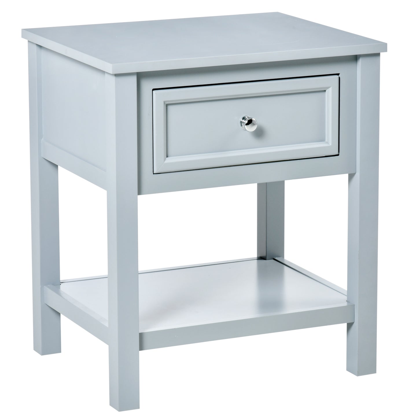 HOMCOM Chic Accent End Table Nightstand Side Table Drawer Storage Shelf Living Room Bedroom Furniture Grey | Dipra Home