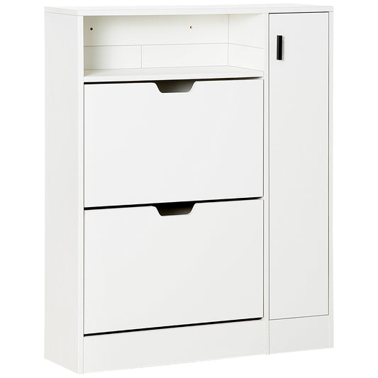 HOMCOM Contemporary Shoe Haven: 12-Pair Storage Cabinet with 2 Flip Drawers, Shelf, Open Umbrella Compartment | Dipra Home