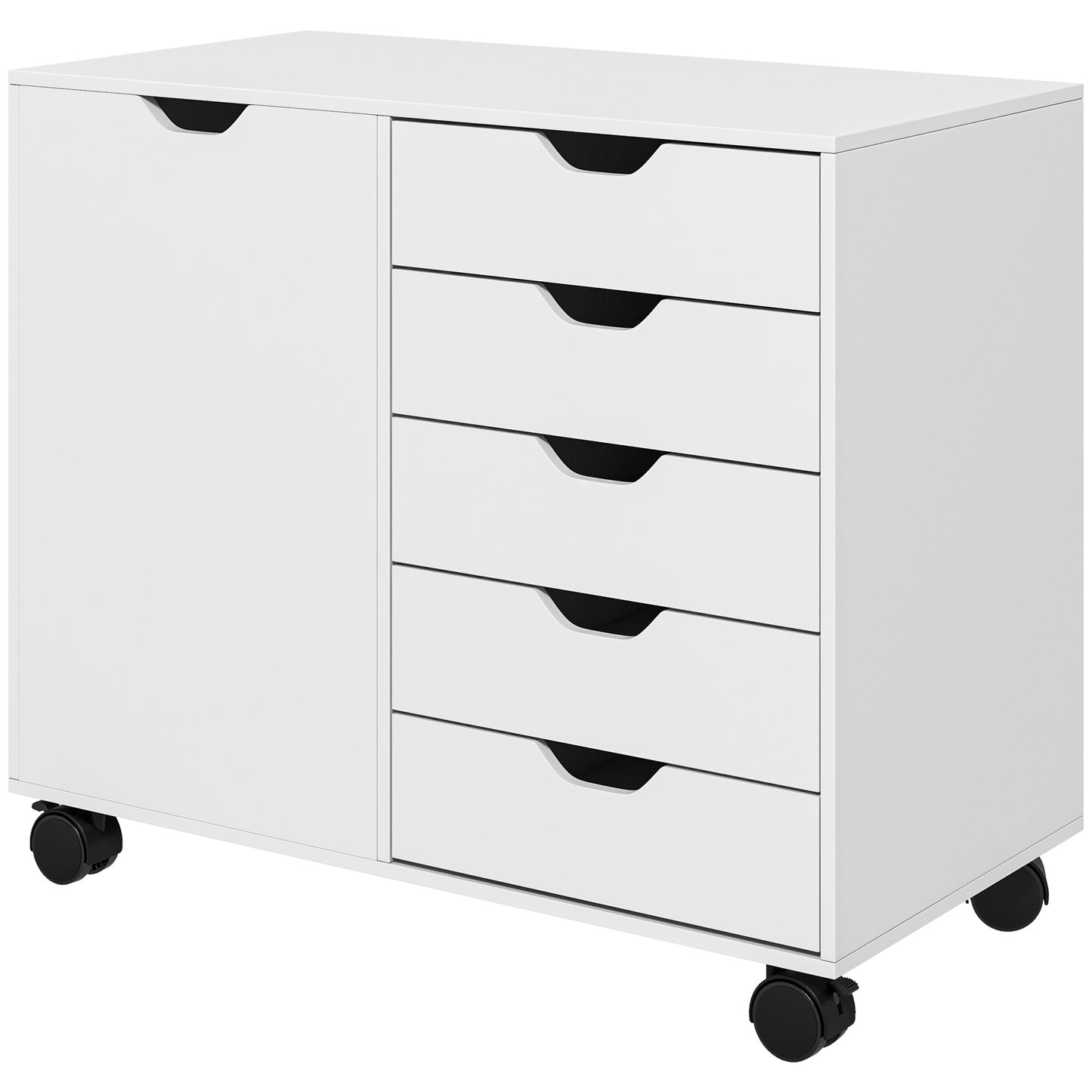 HOMCOM Mobile File Cabinet: 5 Drawers, Adjustable Shelf & Rolling Printer Stand for Study Organization | Dipra Home