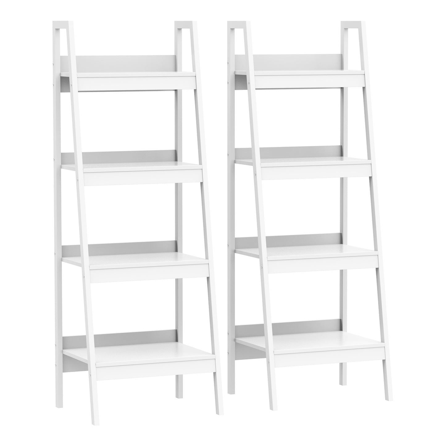 HOMCOM 4 Tier Ladder Shelf Bookcase Set of 2 White Display Rack Storage Shelving Unit Flower Plant Stand Multi-Use | Dipra Home