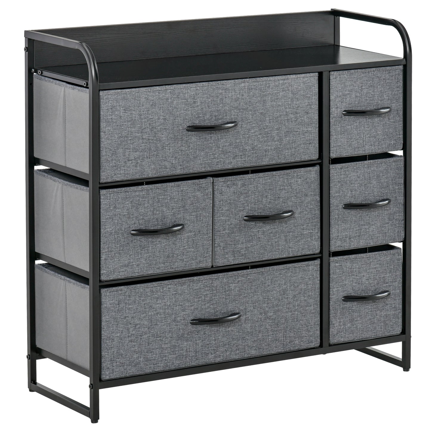 HOMCOM 7-Bin Dresser Storage Tower Cabinet Fabric Bins with Metal Frame for Bedroom Organization | Dipra Home