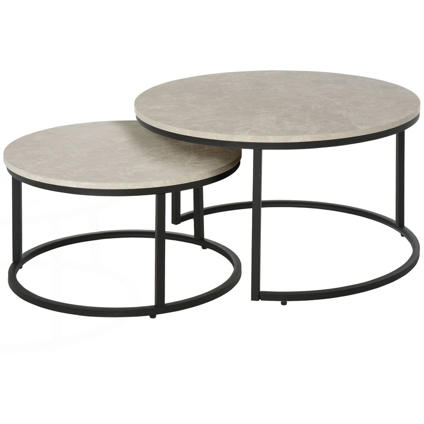 Homcom Nesting Coffee Table Set: Modern Set of 2 with Chipboard & Metal Base for Elegant Living Room | Dipra Home