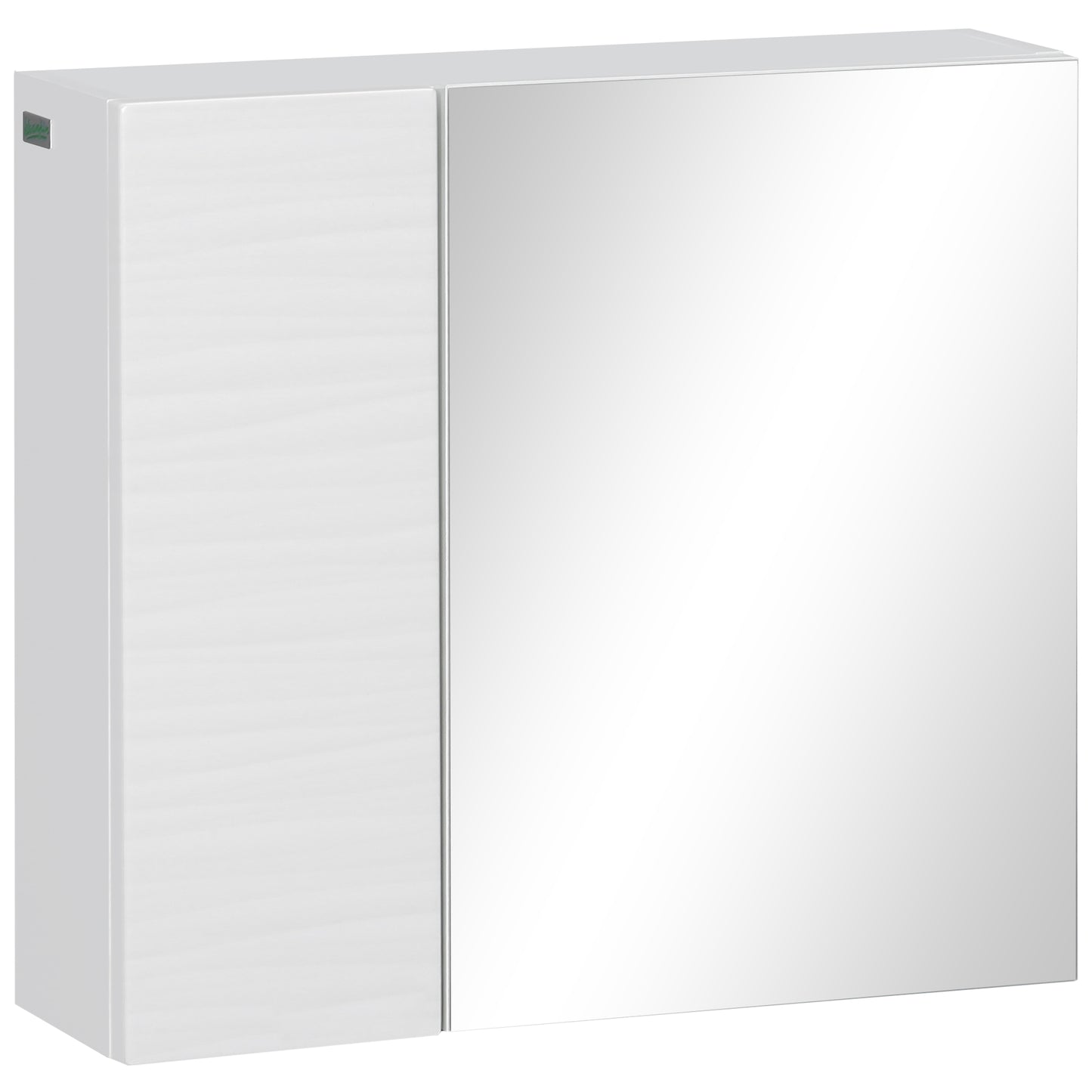 kleankin Wall Mounted Mirrored Bathroom Medicine Cabinet Hinged Door 2-Tier Storage Adjustable Shelves White | Dipra Home