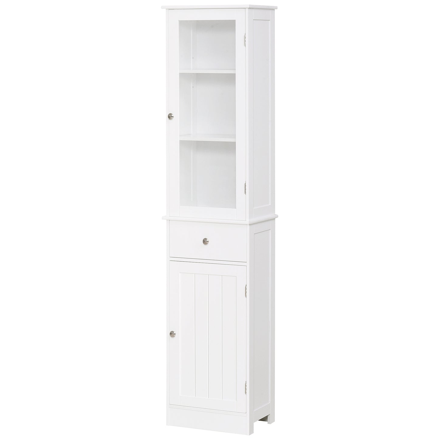 kleankin Tall Slim Bathroom Storage Cabinet: 3-Tier Shelf Drawer, Linen Tower, Free Standing Organizer, White | Dipra Home