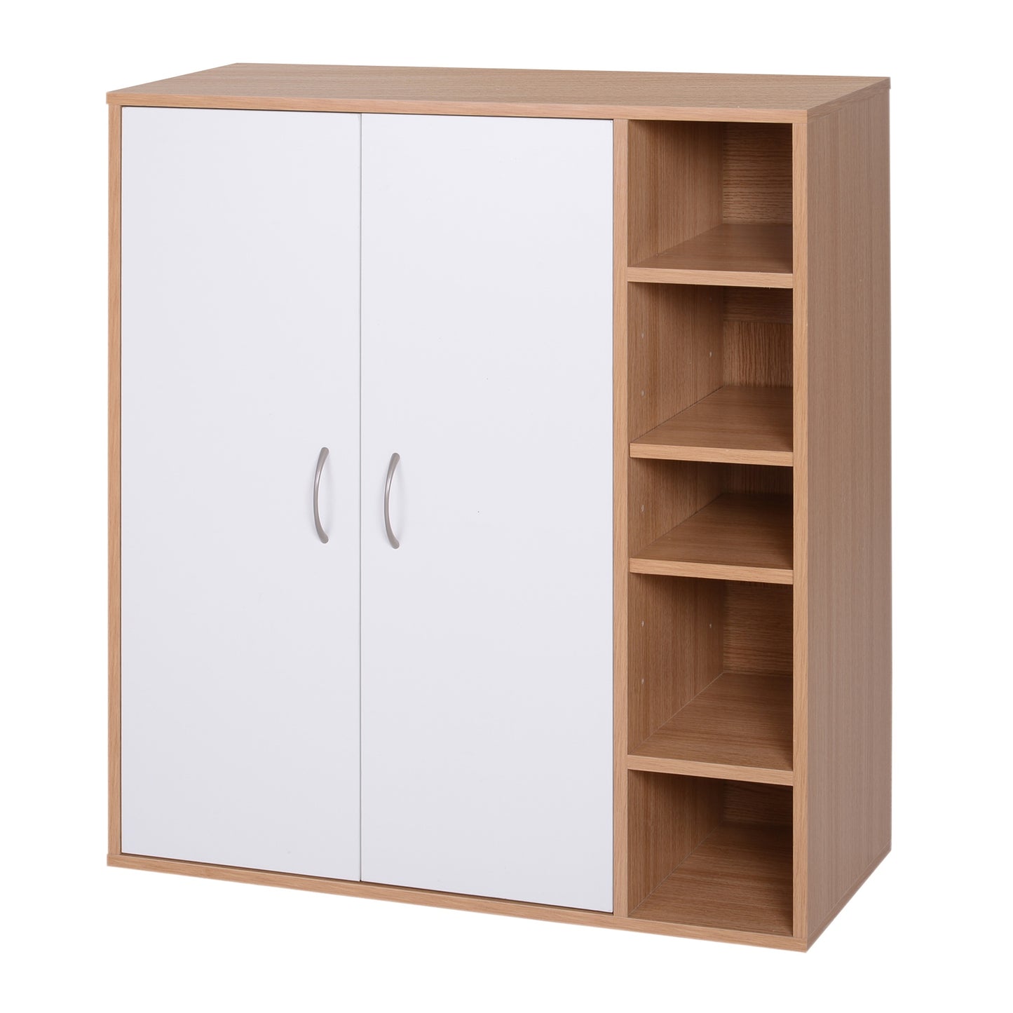 HOMCOM Organizational Haven: Freestanding Storage Cabinet with Adjustable Shelf, Perfect for Living Room, Entryway, Hallway, White Wood | Dipra Home