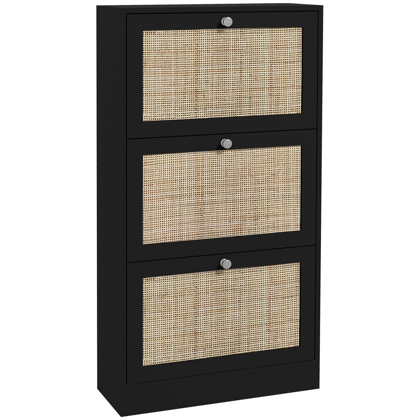 HOMCOM Rattan Shoe Cabinet: 3 Flip Drawers, Adjustable Shelves for 18 Pairs, Entryway/Hallway Organizer | Dipra Home