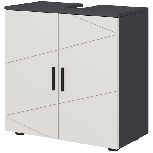 kleankin Vanity Space Optimizer: Under Sink Cabinet with Double Doors, Adjustable Shelf for Bathroom Storage, Light Grey | Dipra Home