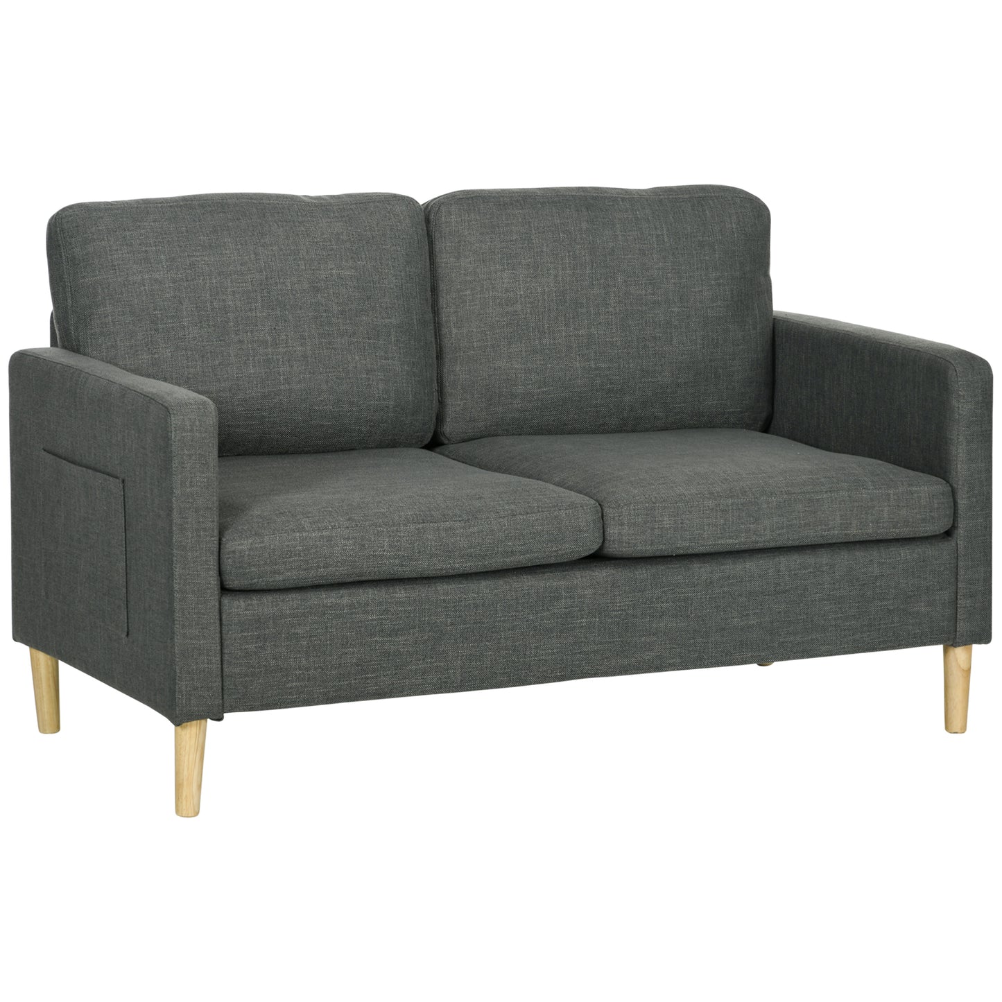 HOMCOM 56" 2-Seater Modern Sofa: With Side Pockets, Solid Steel Frame, Grey | Dipra Home