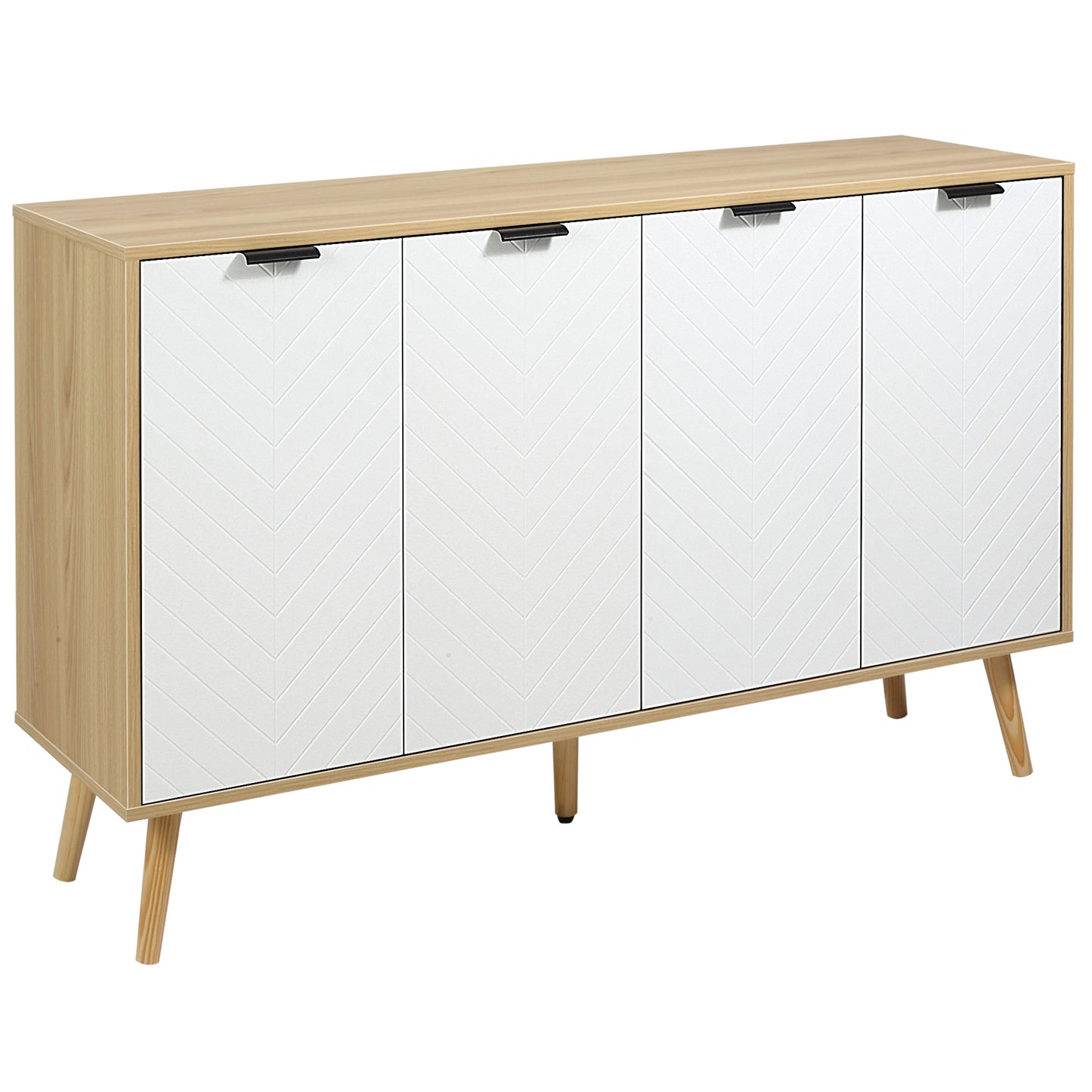 HOMCOM Sideboard Cabinet Dining Room Modern Design Adjustable Shelves White Stylish Storage Furniture | Dipra Home