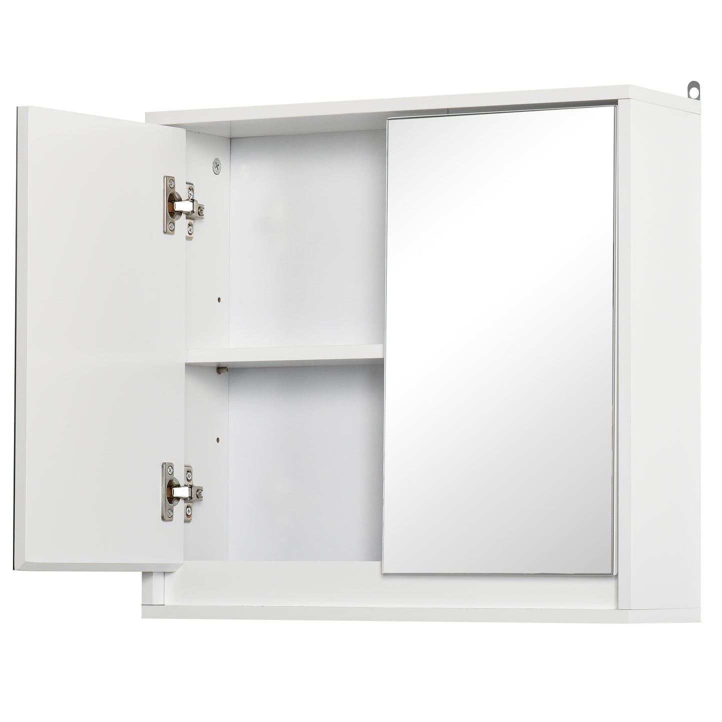 HOMCOM White Wall Medicine Cabinet: Mirrored 2-Tier Storage Shelves for Enhanced Bathroom Space Utilization | Dipra Home