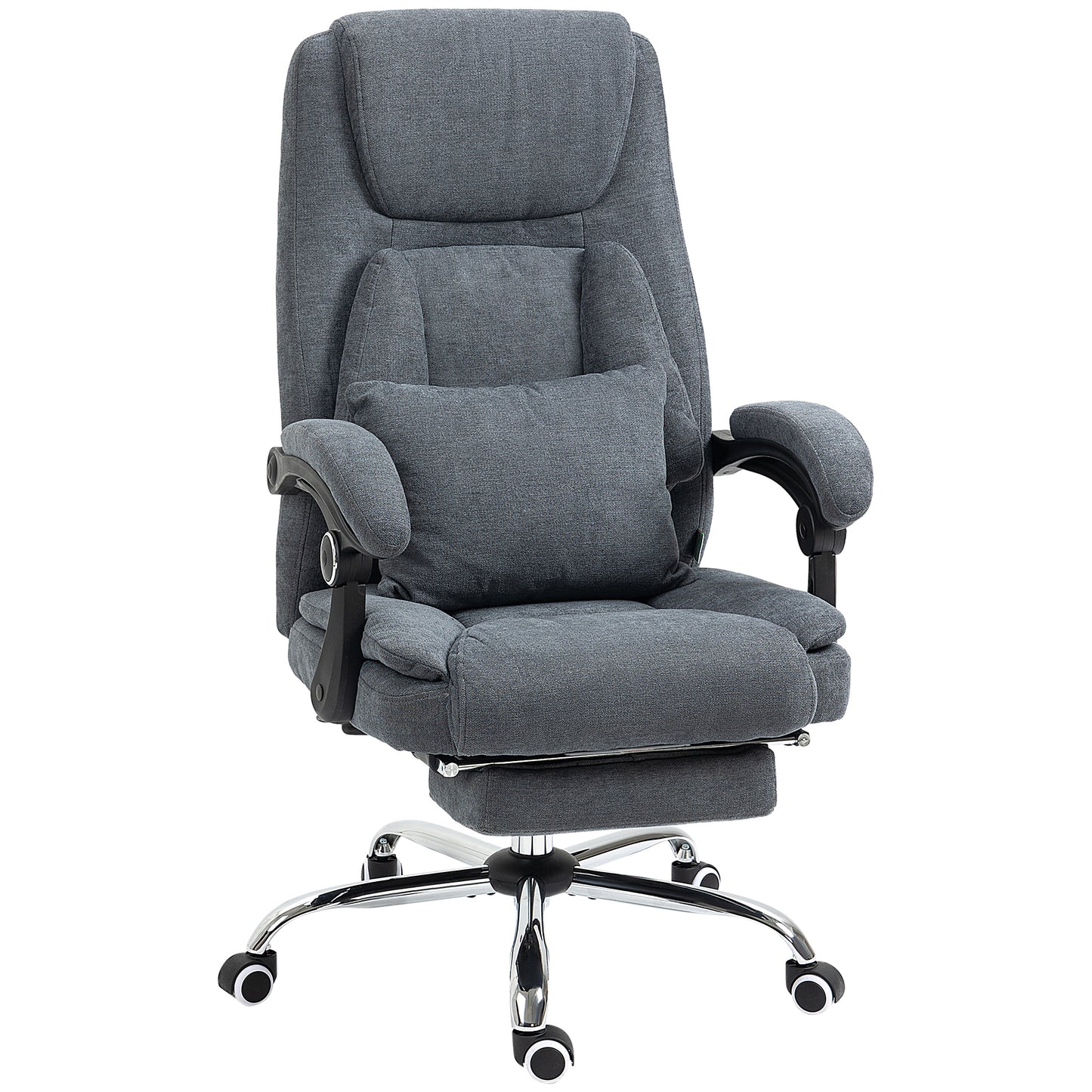 Vinsetto Massage Relaxation: Swivel Office Chair with Kneading Function, Fabric Recliner, Footrest, Armrest, Grey Finish | Dipra Home