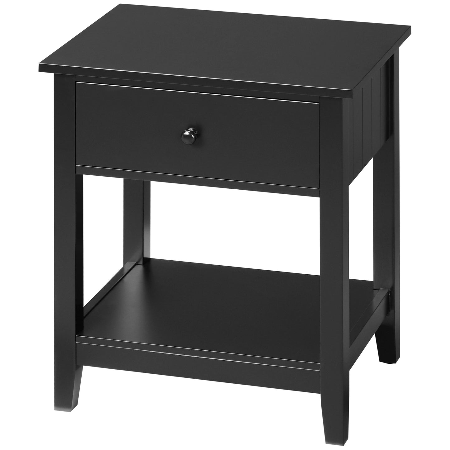 HOMCOM Modern Black Nightstand Small End Table with Drawer Storage Shelf for Bedroom Living Room | Dipra Home