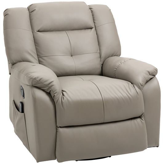 HOMCOM Luxury Massage Recliner Chair - 8-Point Vibration, PU Leather, Remote Control, Rocking Function in Grey | Dipra Home