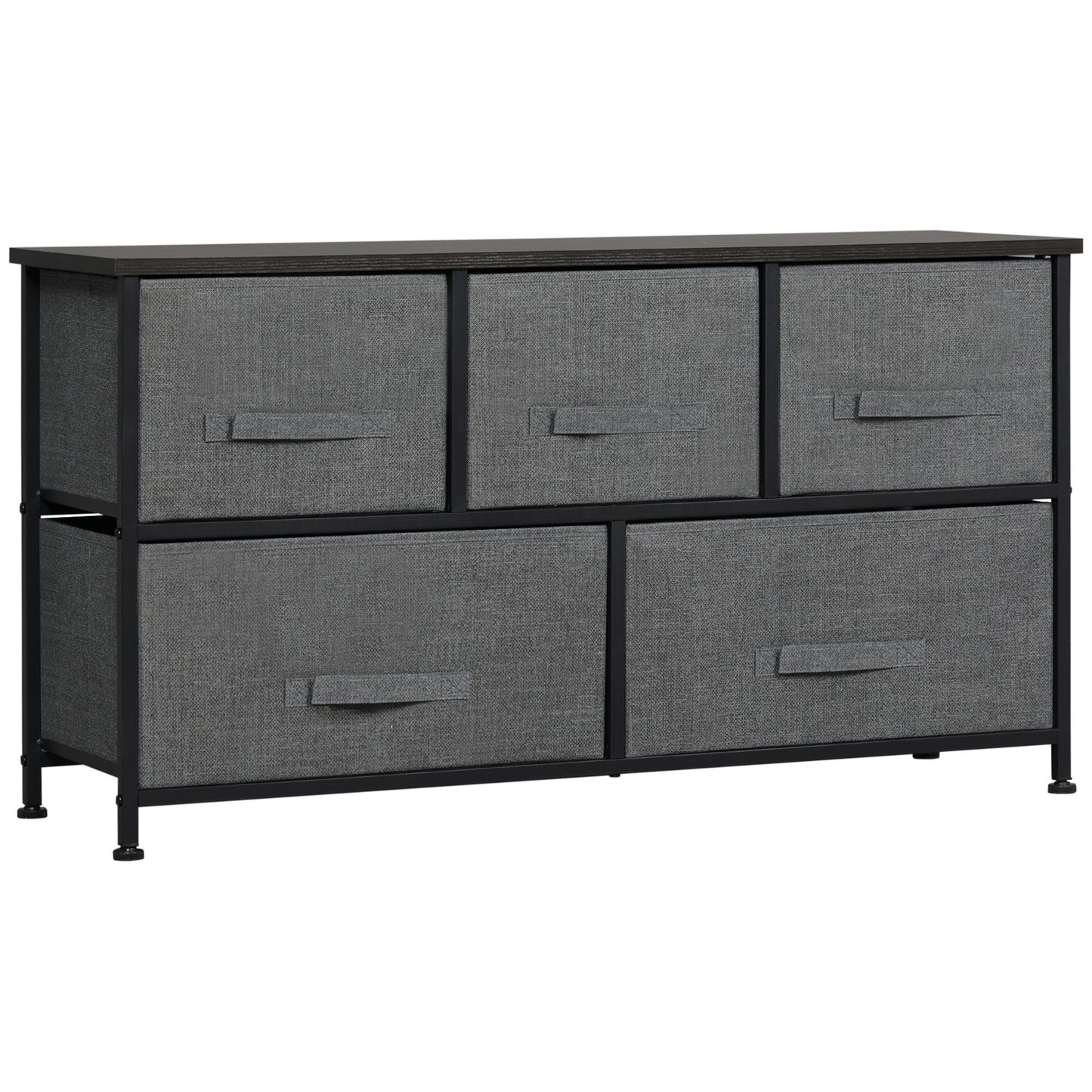 HOMCOM 5-Drawer Linen Storage Tower: Removable Fabric Drawers, Steel Frame for Living Spaces | Dipra Home