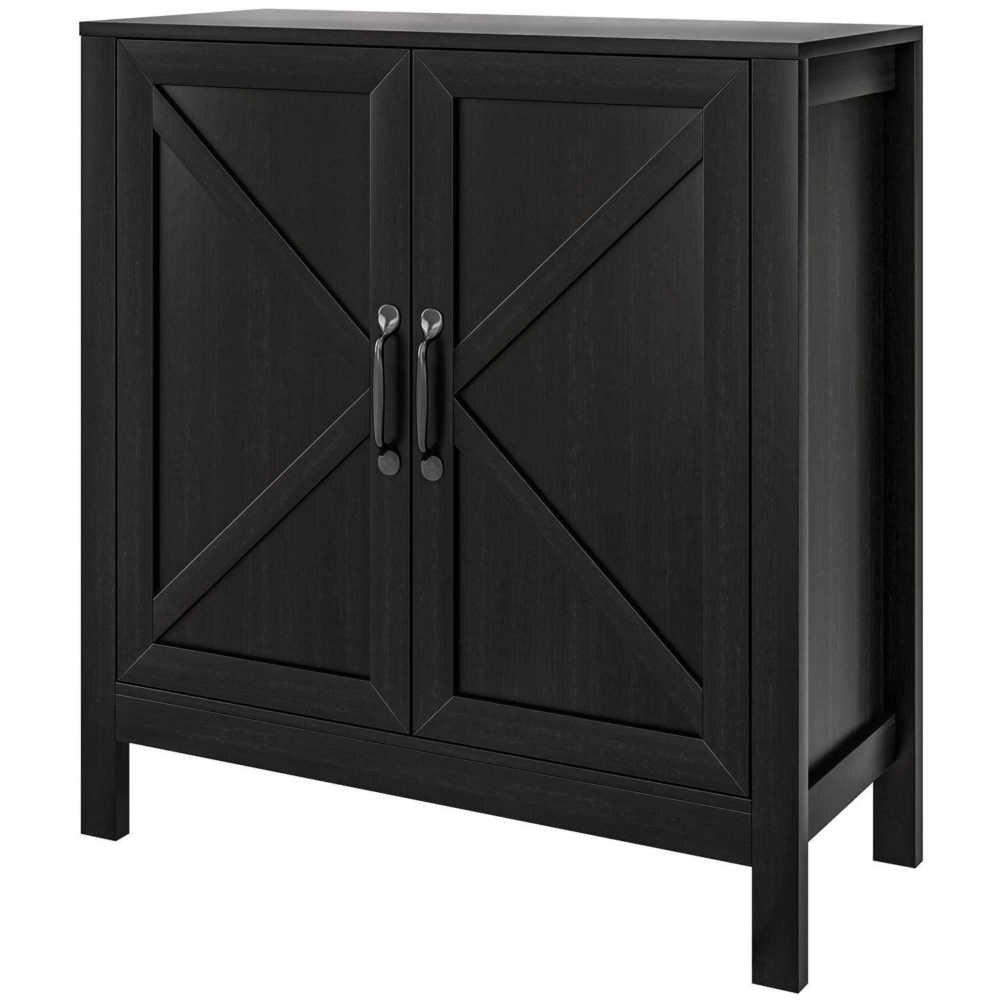 HOMCOM Sideboard Buffet Kitchen Pantry Cabinet Barn Door Adjustable Shelves Storage Pantry Black Oak | Dipra Home