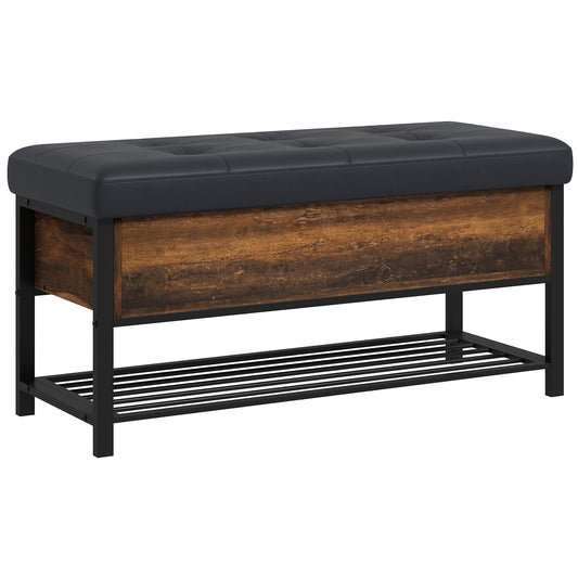 HOMCOM Upholstered Flip Top Shoe Bench: Hallway Storage Seat for 3 Pairs with Hidden Compartment Design | Dipra Home