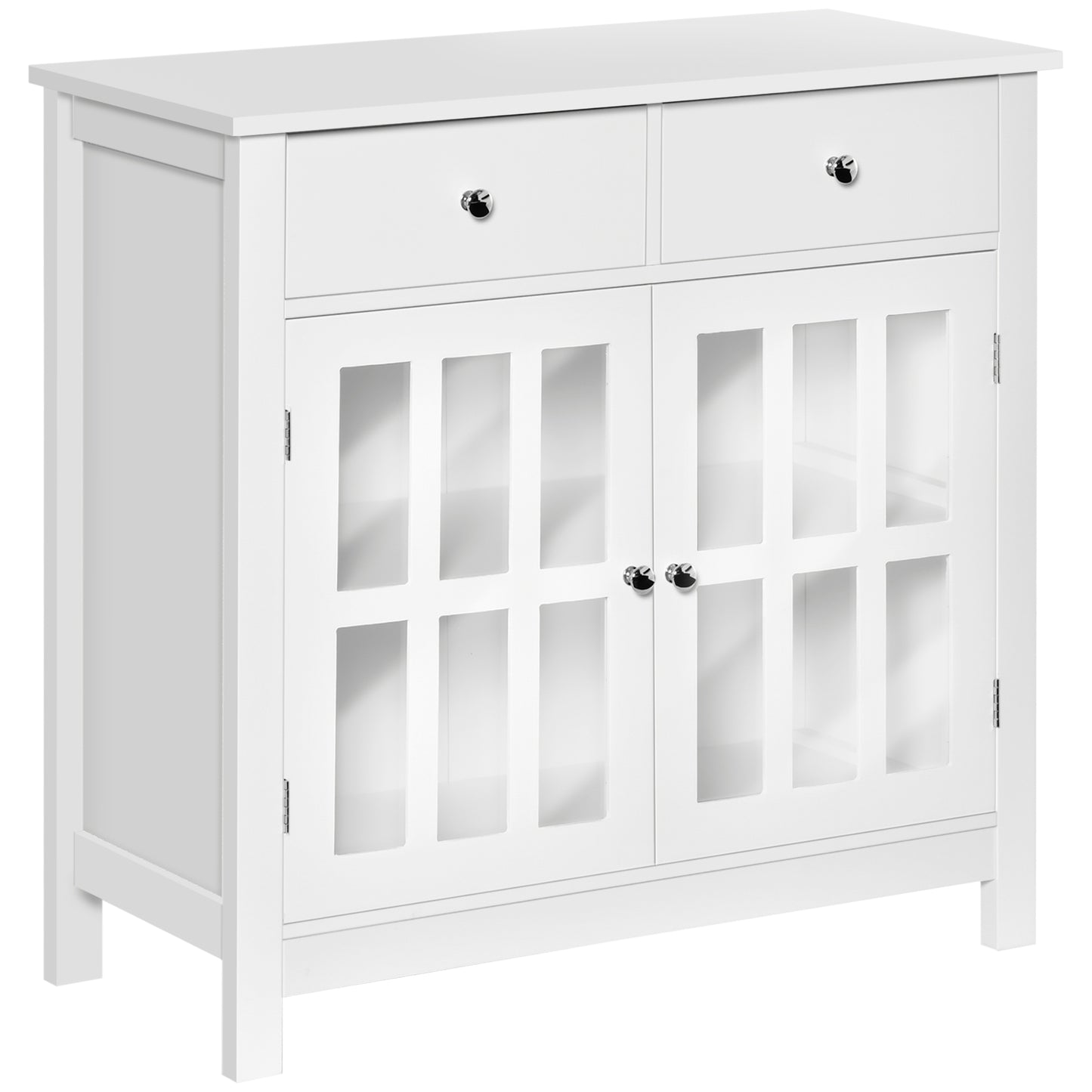 HOMCOM White Glass Door Bar Cabinet: Sideboard Buffet Kitchen Storage Cupboard Console Table with Drawers for Bar | Dipra Home