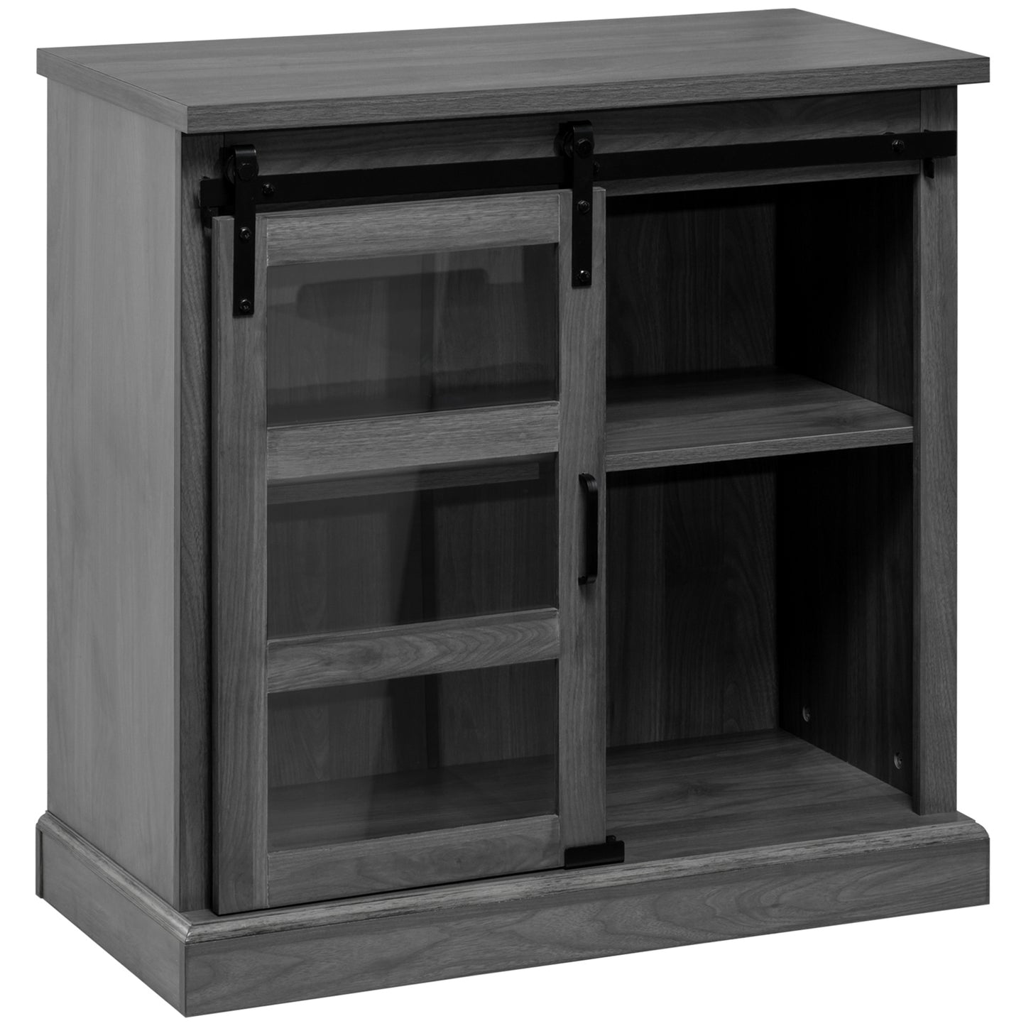 HOMCOM Elegant Organizer: Buffet Cabinet with Glass Sliding Doors, Adjustable Shelves for Kitchen Storage and Dining Room, Grey Hue | Dipra Home