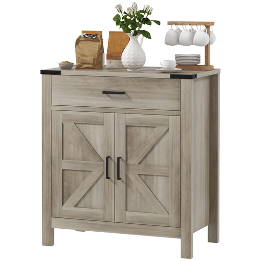 HOMCOM Farmhouse Buffet Cabinet Sideboard with 1 Drawer, 1 Storage Cabinet and Adjustable Shelf, Grey | Dipra Home